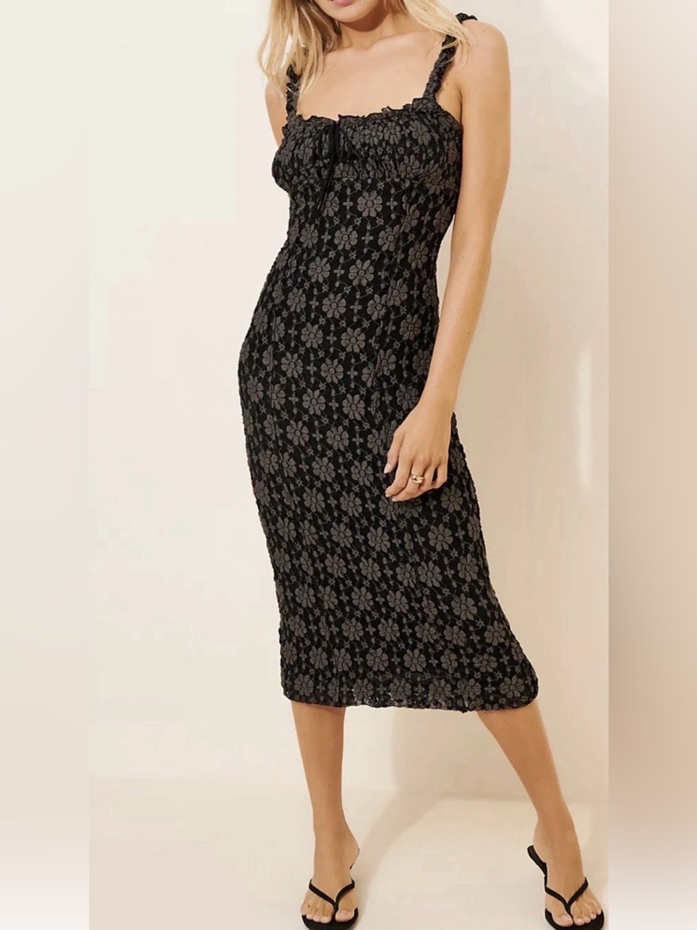 Free People Lucinda black lace dress Medium